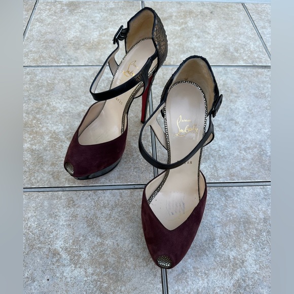 Christian Louboutin 150 suede and python pumps - Picture 2 of 16